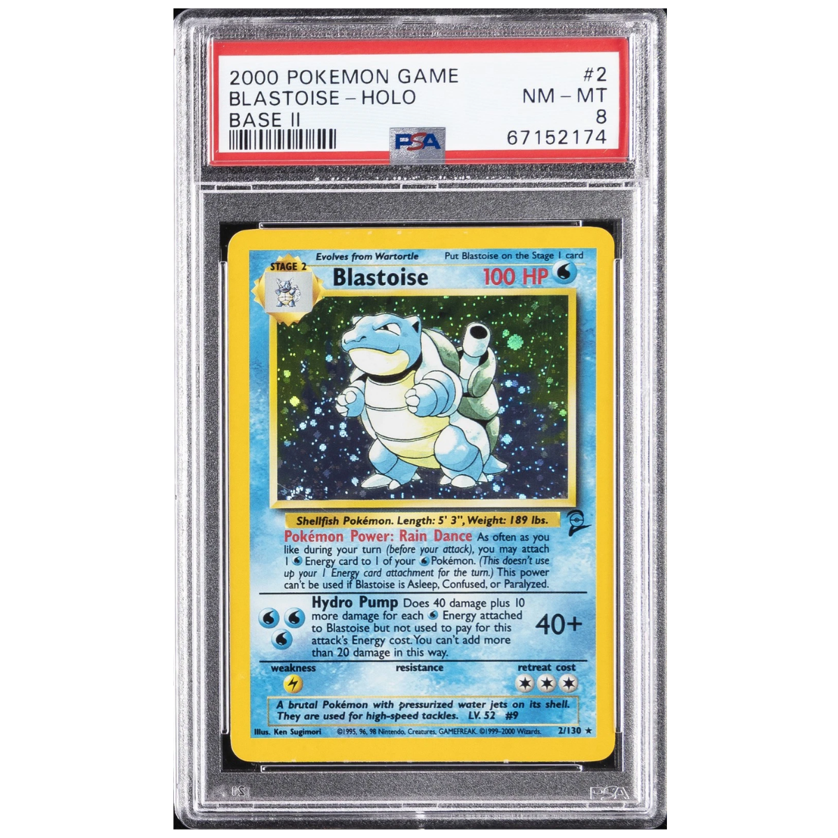 Blastoise Holo (2/130) | PSA 8 - Base Set 2